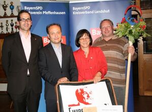 v.l.: Johannes Faden, Bundestagskandidat Harald Unfried, MdL Johanna Werner-Muggendorfer, Rainer Pasta